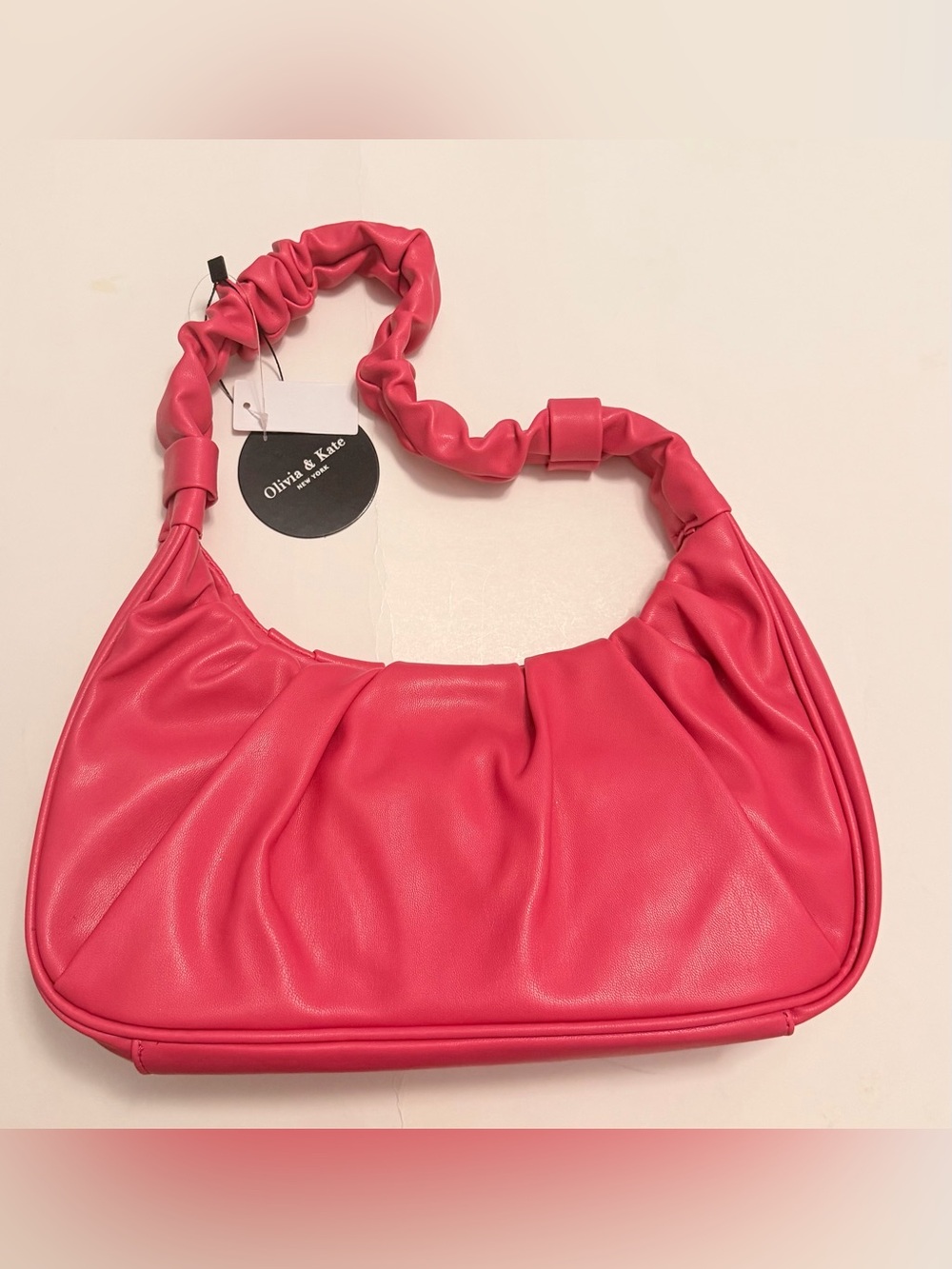 Olivia & Kate New York Peach Pink Ruched Shoulder Bag